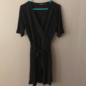 Black faux wrap dress